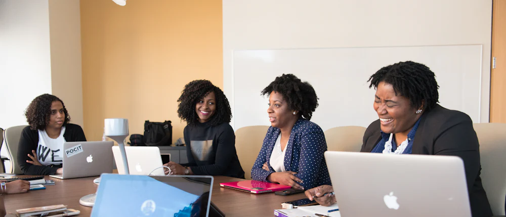 A team working side by side in an open office
